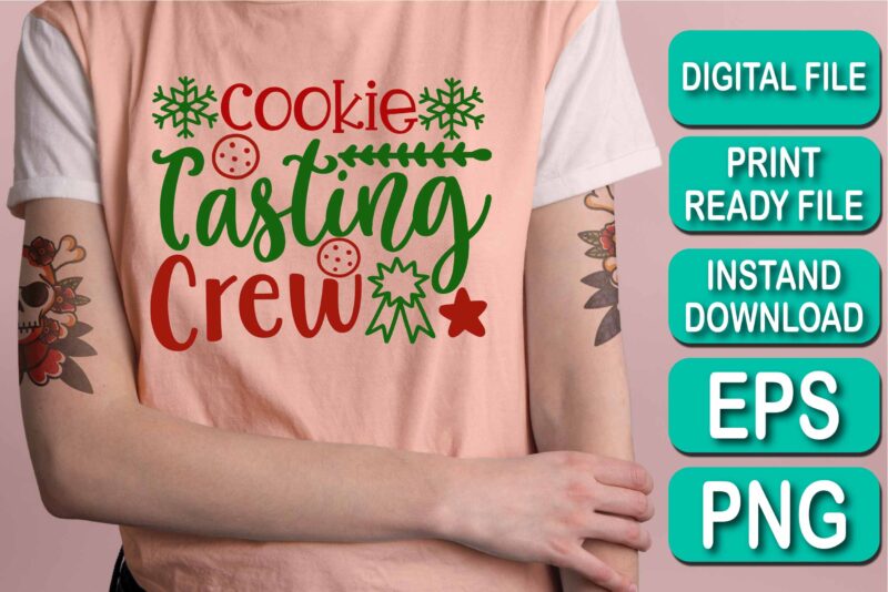 Cookie Testing Crew, Merry Christmas shirt print template, funny Xmas shirt design, Santa Claus funny quotes typography design