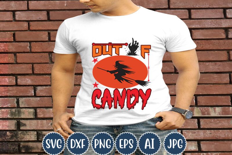 Halloween T-shirt Design, Out Of Candy, Matching Family Halloween Outfits, Girl’s Boy’s Halloween Shirt,