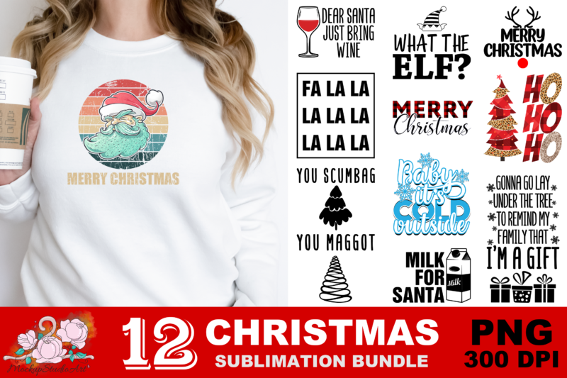 Merry Christmas Santa Ho Ho Ho PNG Sublimation Design