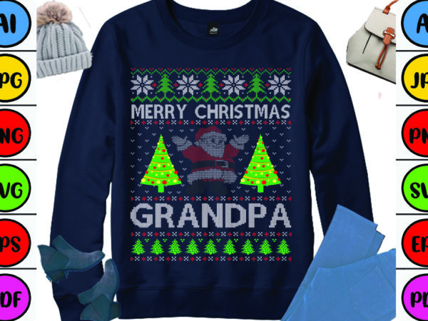 Merry christmas grandpa t shirt designs for sale