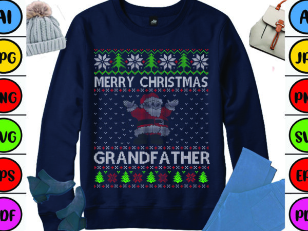 Merry christmas grandfather t shirt designs for sale