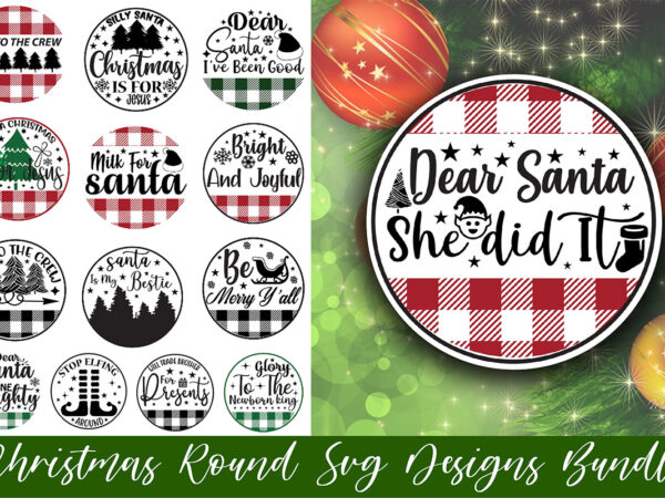 Christmas round svg designs bundle