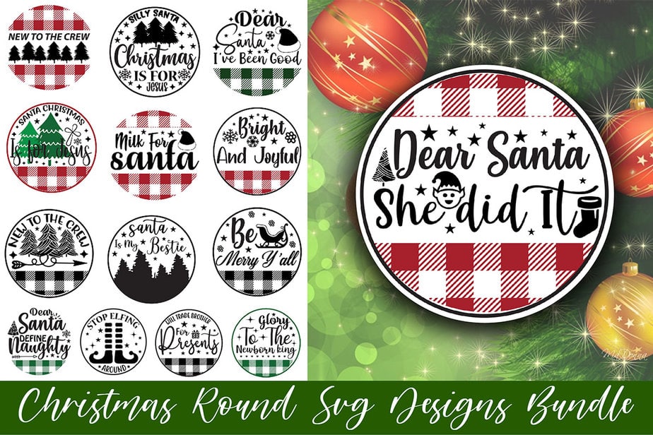 Christmas Round SVG Designs bundle - Buy t-shirt designs