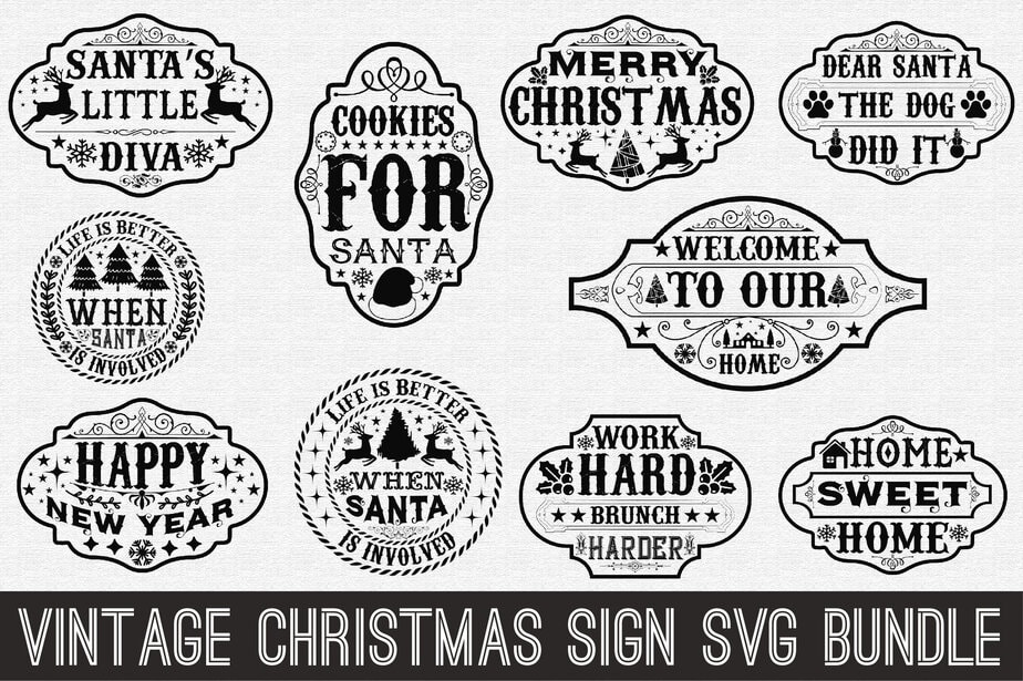 Vintage Christmas Sign Svg Bundle - Buy T-shirt Designs