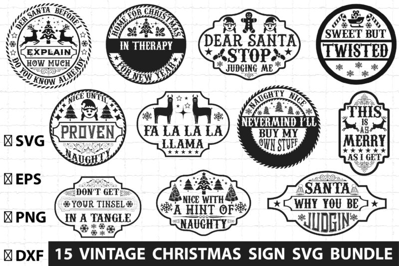 Vintage Christmas Sign Svg Bundle - Buy t-shirt designs