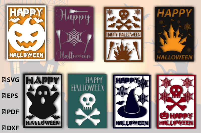 Happy Halloween Card Svg Bundle