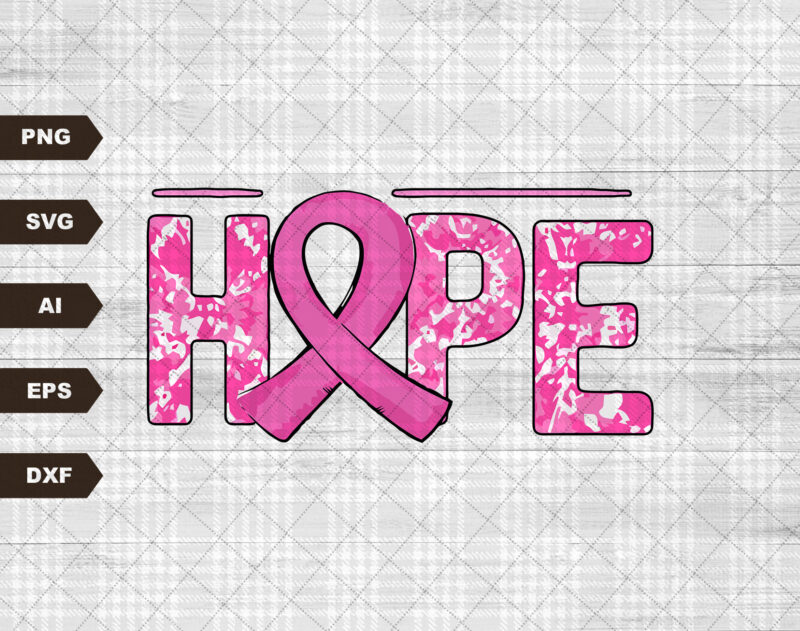 Hope PNG | Sublimation design | Breast cancer awareness | Cancer awareness shirt | Pink ribbon | Leopard print | Breast cancer sublimation