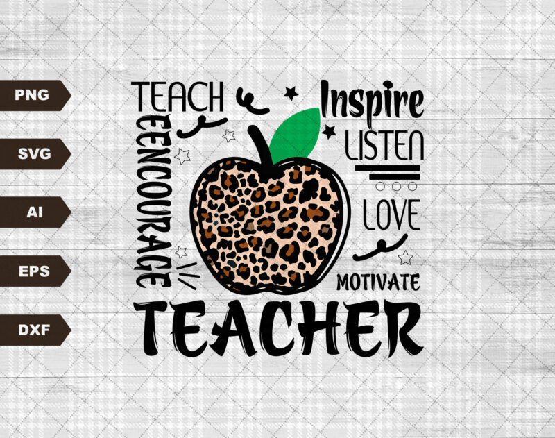 Leopard Teacher Apple SVG, Teacher Svg, Teacher Apple svg, Teacher Shirt, Teacher Life Svg, Teacher Quote Svg, Back To School Cut File