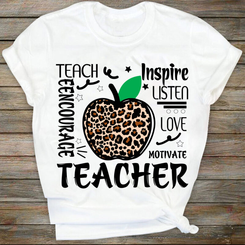 Leopard Teacher Apple SVG, Teacher Svg, Teacher Apple svg, Teacher Shirt, Teacher Life Svg, Teacher Quote Svg, Back To School Cut File