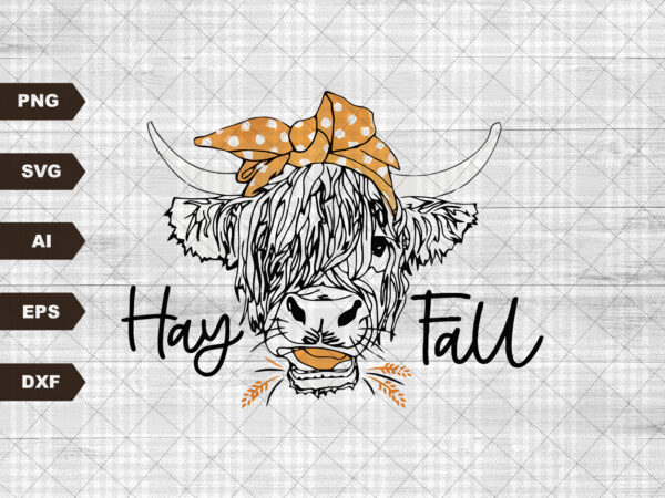 Hay fall cow svg file, svg files for cricut, 24oz venti cold cup design, eps file, svg file, jpg file download