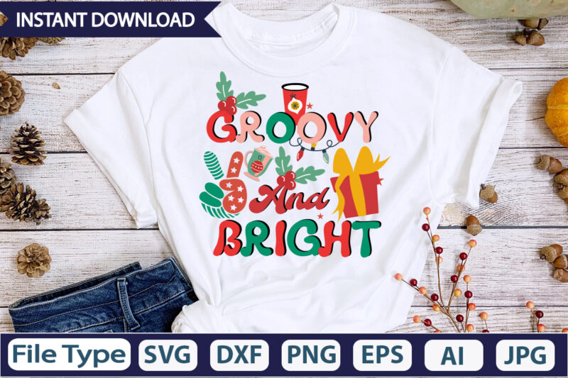 Groovy And Bright Retro Sublimation Design Retro Christmas Sublimation PNG Bundle, Christmas png bundle, Holly png, Santa png, Jingle png, Retro Christmas png, Tis the season png, christmas retro design,Be