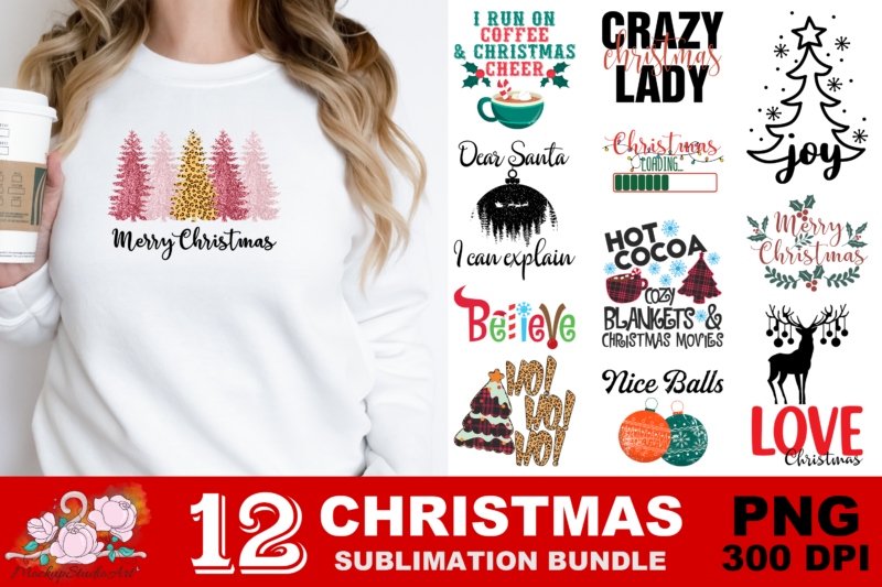 Love Christmas Believe Joy PNG Sublimation Design