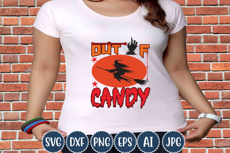 Halloween T-shirt Design, Out Of Candy, Matching Family Halloween Outfits, Girl’s Boy’s Halloween Shirt,