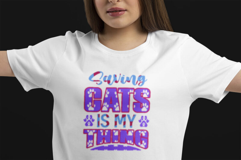 Cat T-shirt Design Template Vector And Cat T-Shirt Design, Cat Typography Vector Illustration With T-shirt mock