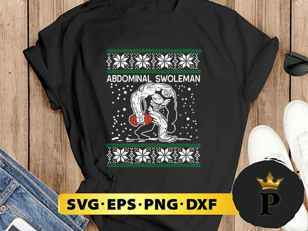 Abdominal swoleman yeti fun christmas gym weightlifter svg, merry christmas svg, xmas svg digital download t shirt vector