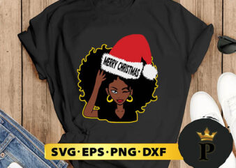 Afro Diva Winking Eye Merry Christmas Melanin Queen Santa SVG, Merry christmas SVG, Xmas SVG Digital Download