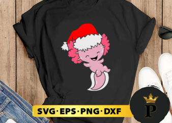 Axolotl With Santa Hat Cute Christmas SVG, Merry christmas SVG, Xmas SVG Digital Download t shirt vector