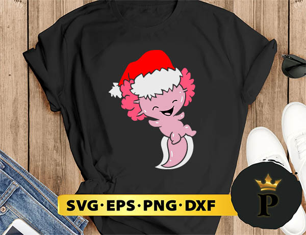 Axolotl With Santa Hat Cute Christmas SVG, Merry christmas SVG, Xmas SVG Digital Download