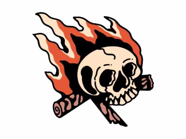 Skull bonfire t shirt template vector