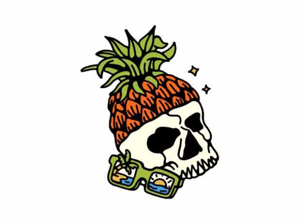 Skull pineapple t shirt template vector