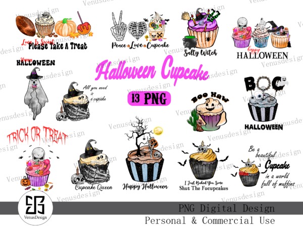 Halloween cupcake sublimation bundle graphic t shirt