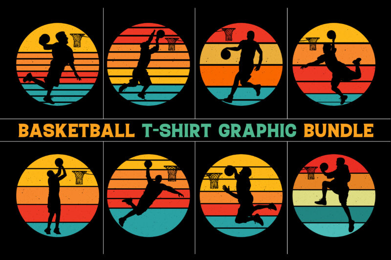 Basketball, t shirt design silhouette retro style (1575906)