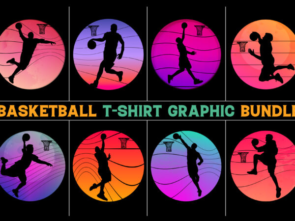 Basketball sunset t-shirt graphic bundle