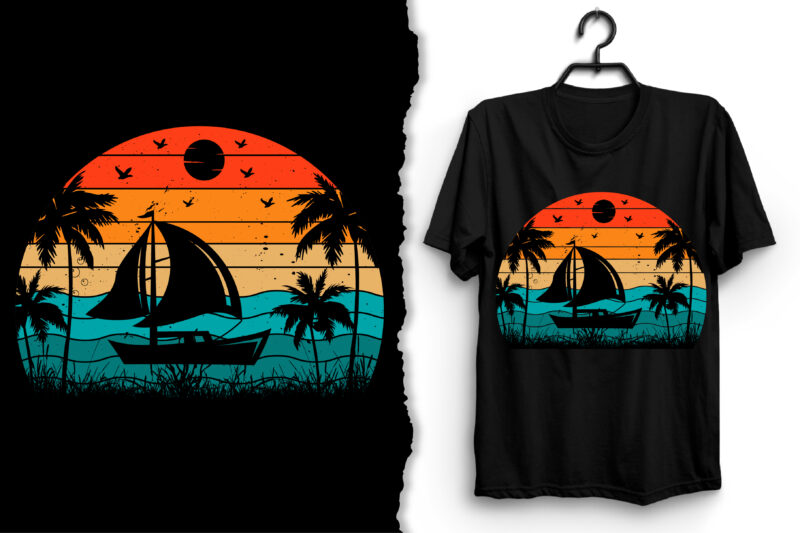 Retro Vintage Sunset T-Shirt Design Graphic