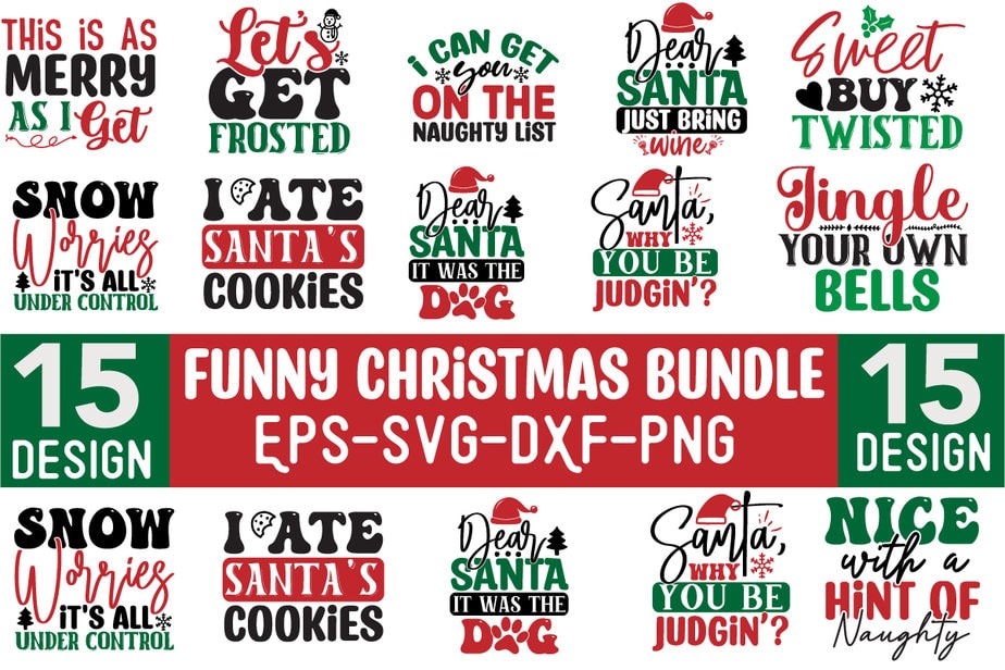 Funny Christmas SVG Design Bundle - Buy t-shirt designs