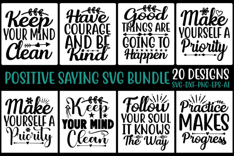 Positive Saying SVG Bundle,Positive Quotes SVG Bundle, Hand-lettered Quotes  svg, Happy Svg, Motivational Quotes, Inspirational Quotes, Life Quotes, Cut  file for Cricut,Positive Saying SVG - Positive Saying Svg Bundle, Positive  - Buy