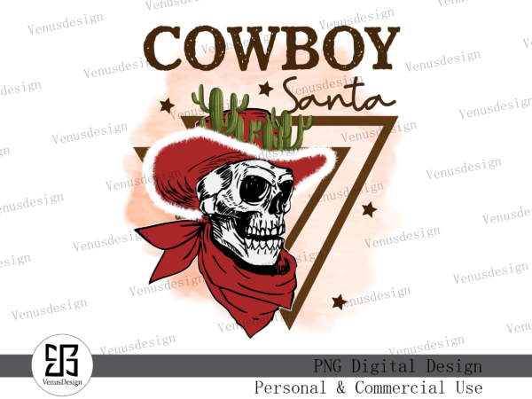 Cowboy santa sublimation t shirt vector file