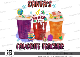 Santa’s favorite teacher Sublimation t shirt template vector