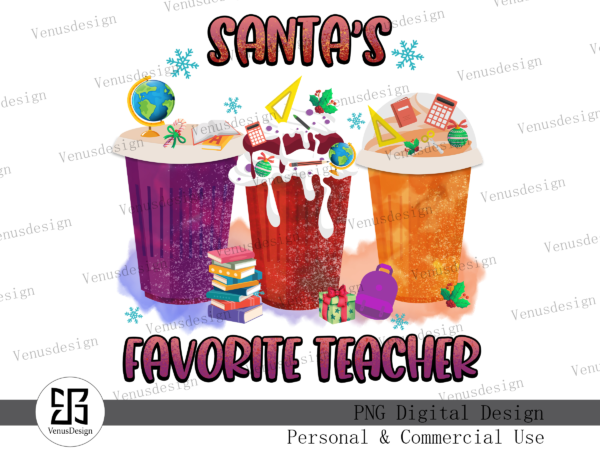 Santa’s favorite teacher sublimation t shirt template vector