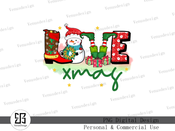 Love christmas sublimation t shirt vector graphic