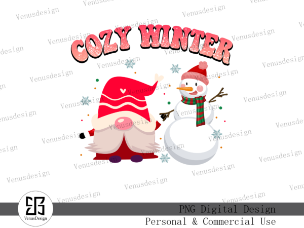 Cozy winter snowman sublimation t shirt vector file