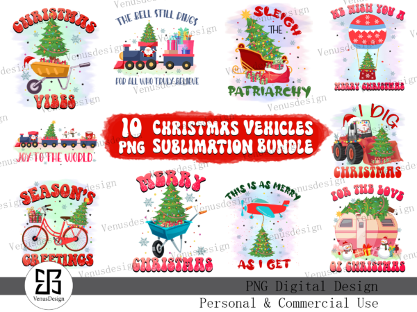 Christmas vehicles sublimation bundle t shirt vector file