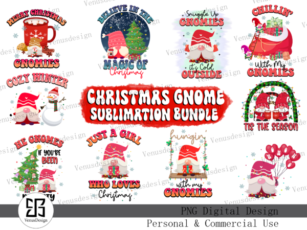 Christmas gnome sublimation bundle t shirt vector file