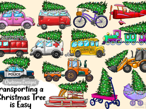 Christmas tree on car png bundle t shirt vector file