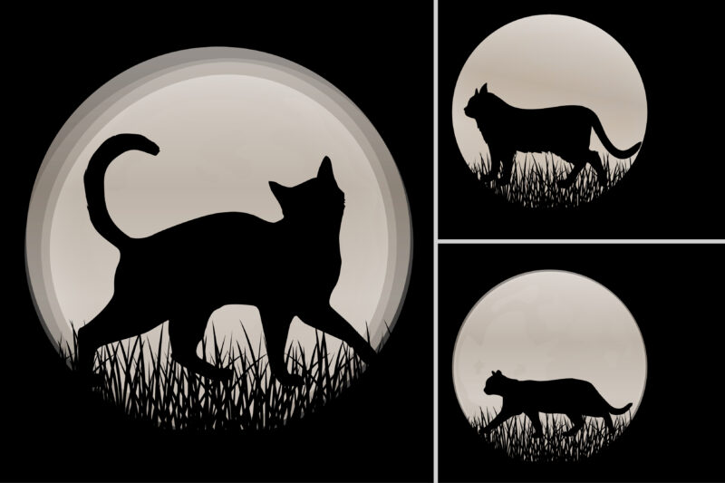 Cat Dog Sunset T-Shirt Graphic Vector