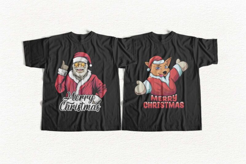 Christmas Designs Illustration Artwork, Christmas Vector T-shirt Designs Bundle, Santa artwork vector t shirt