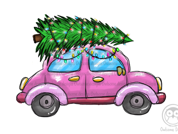 Christmas on vintage car png t shirt vector file