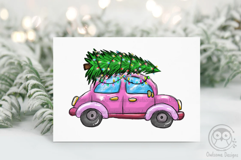 Christmas Tree On Car PNG Bundle