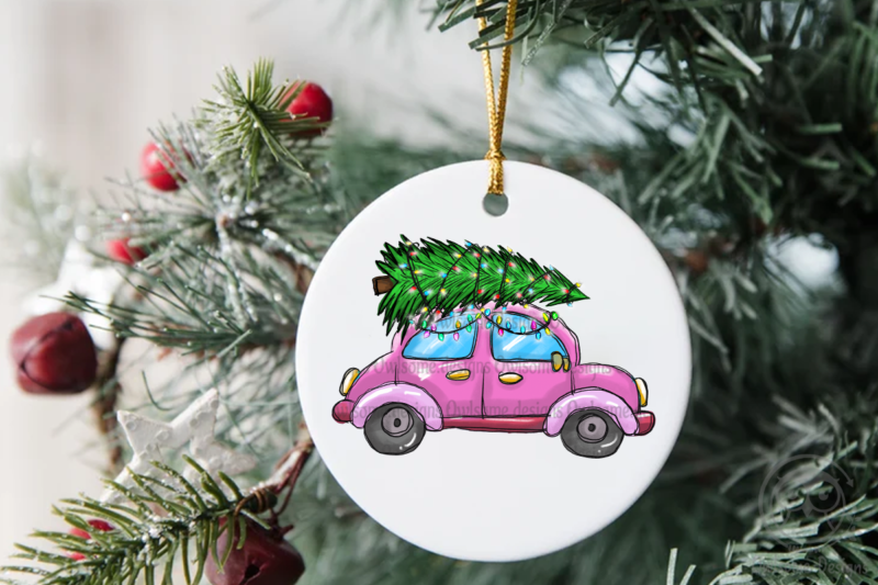 Christmas On Vintage Car PNG