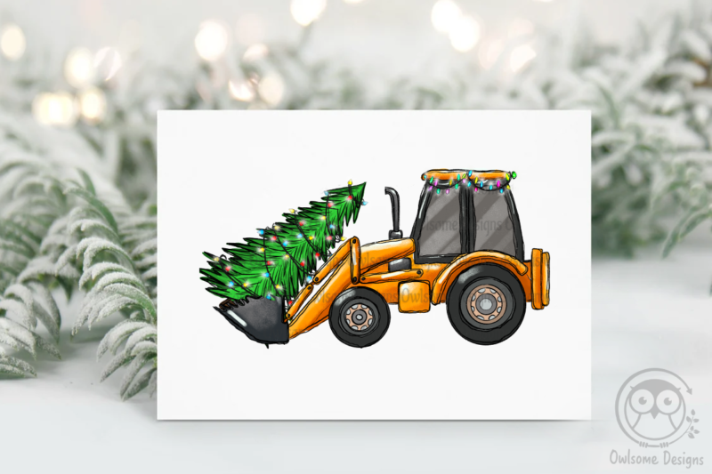 Christmas Tree On Backhoe Loader PNG