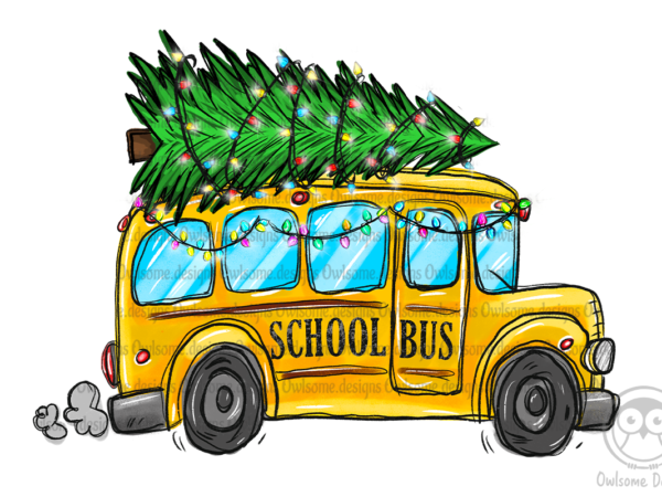 Christmas tree on school bus png t shirt vector file