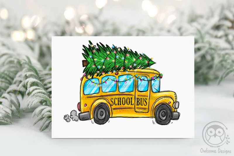 Christmas Tree On School Bus PNG