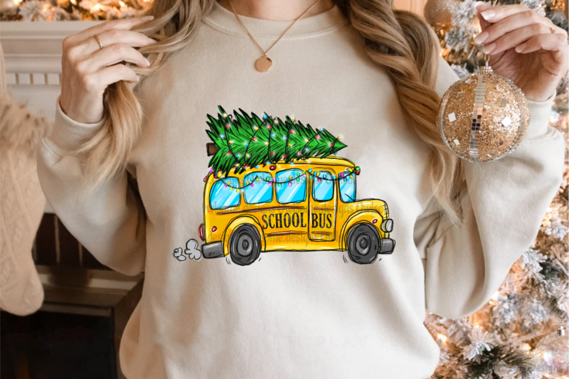 Christmas Tree On School Bus PNG