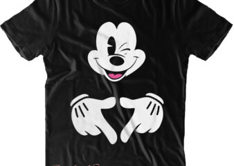 Cute Mickey t shirt design, Cute Mickey Svg, Mickey Mouse Svg, Mickey Mouse winks to show Love