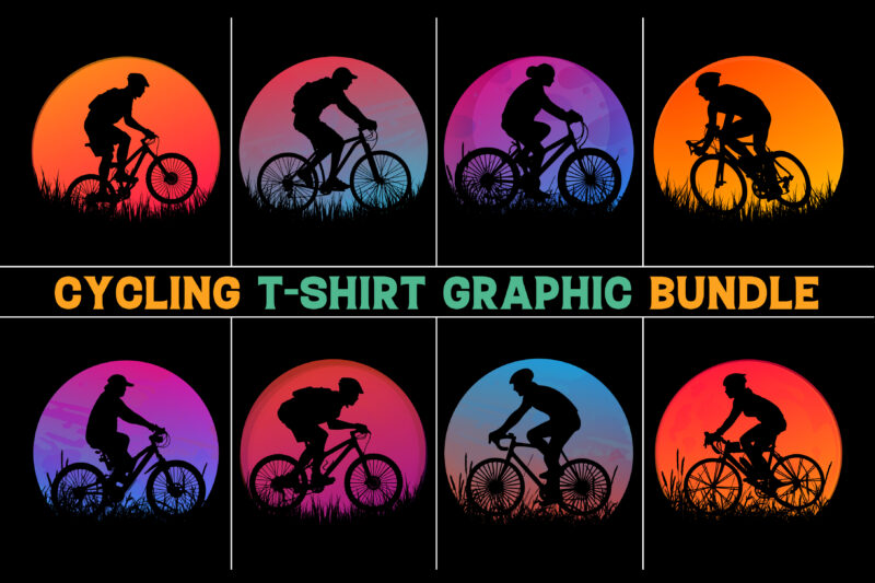 Cycling Sunset T-Shirt Design Graphic Bundle,Cycling,Cycling T-Shirt Design Graphic,Cycling Retro Vintage Sunset,Cycling Sunset T-Shirt Graphic Vector,Cycling Sunset T-Shirt Design.T-Shirt Design Vector,T-Shirt Design Graphic,Cycling Silhouette,Cycling Vector,Cycling TShirt,Cycling T-Shirt Design