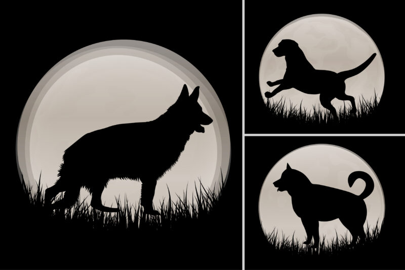 Cat Dog Sunset Graphic Background for T-Shirt Design